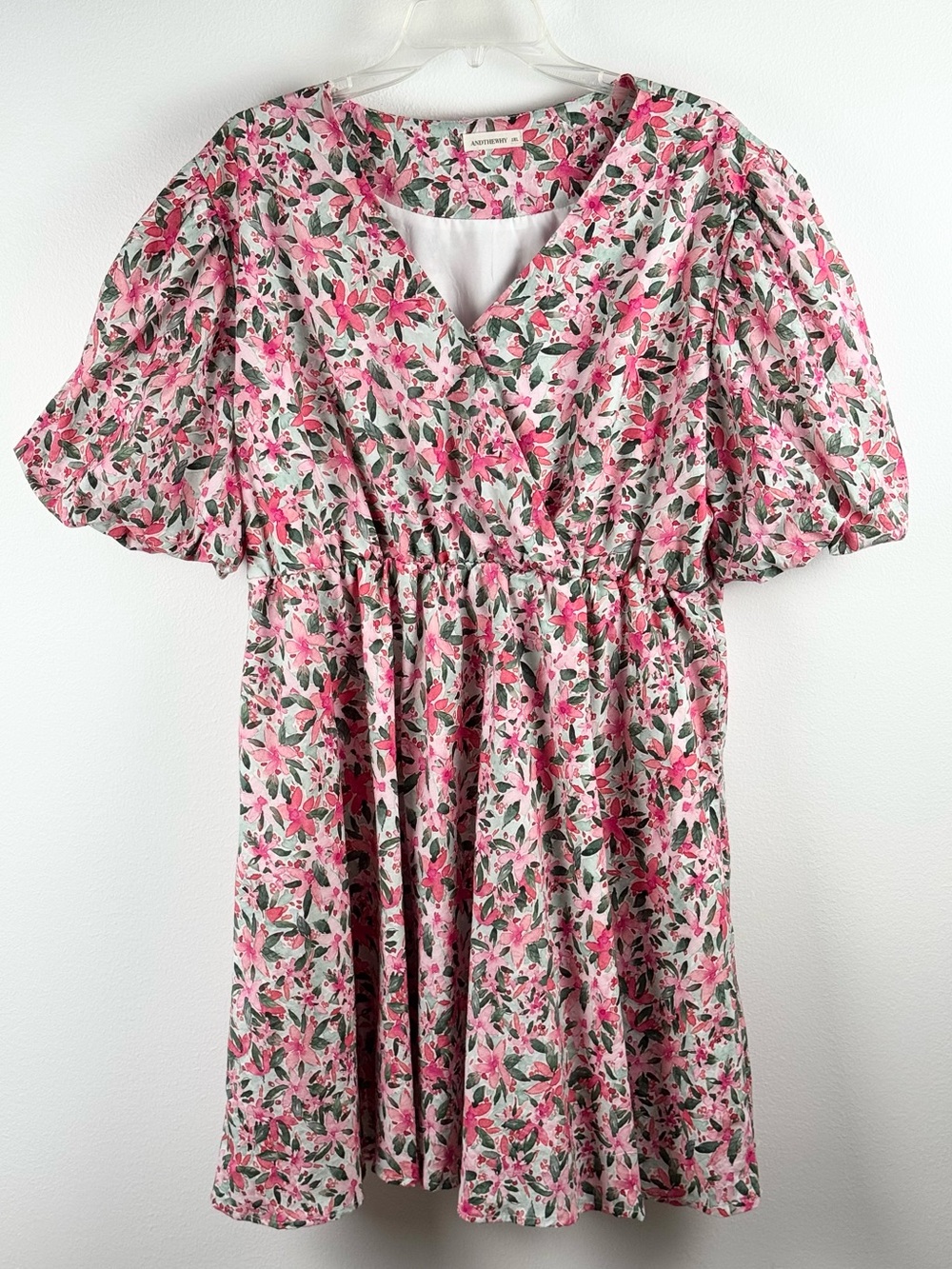And The Why Floral Surplice Puff Sleeve Dress 2XL